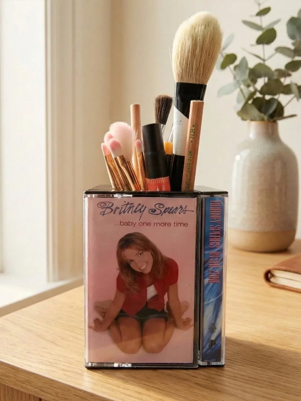 Britney Spears Vintage Cassette Tape Desk Organizer | Pencil holder | Pink